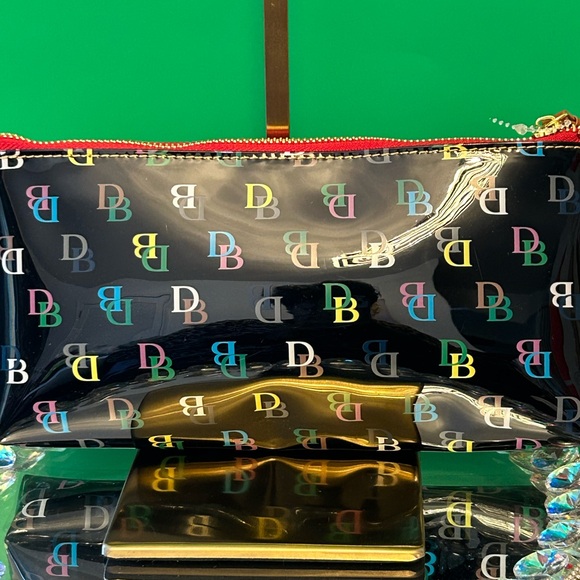 Dooney & Bourke Handbags - Dooney & Bourke Black Multicolor On the Go Cosmetic Bag Approx. 10 x 4